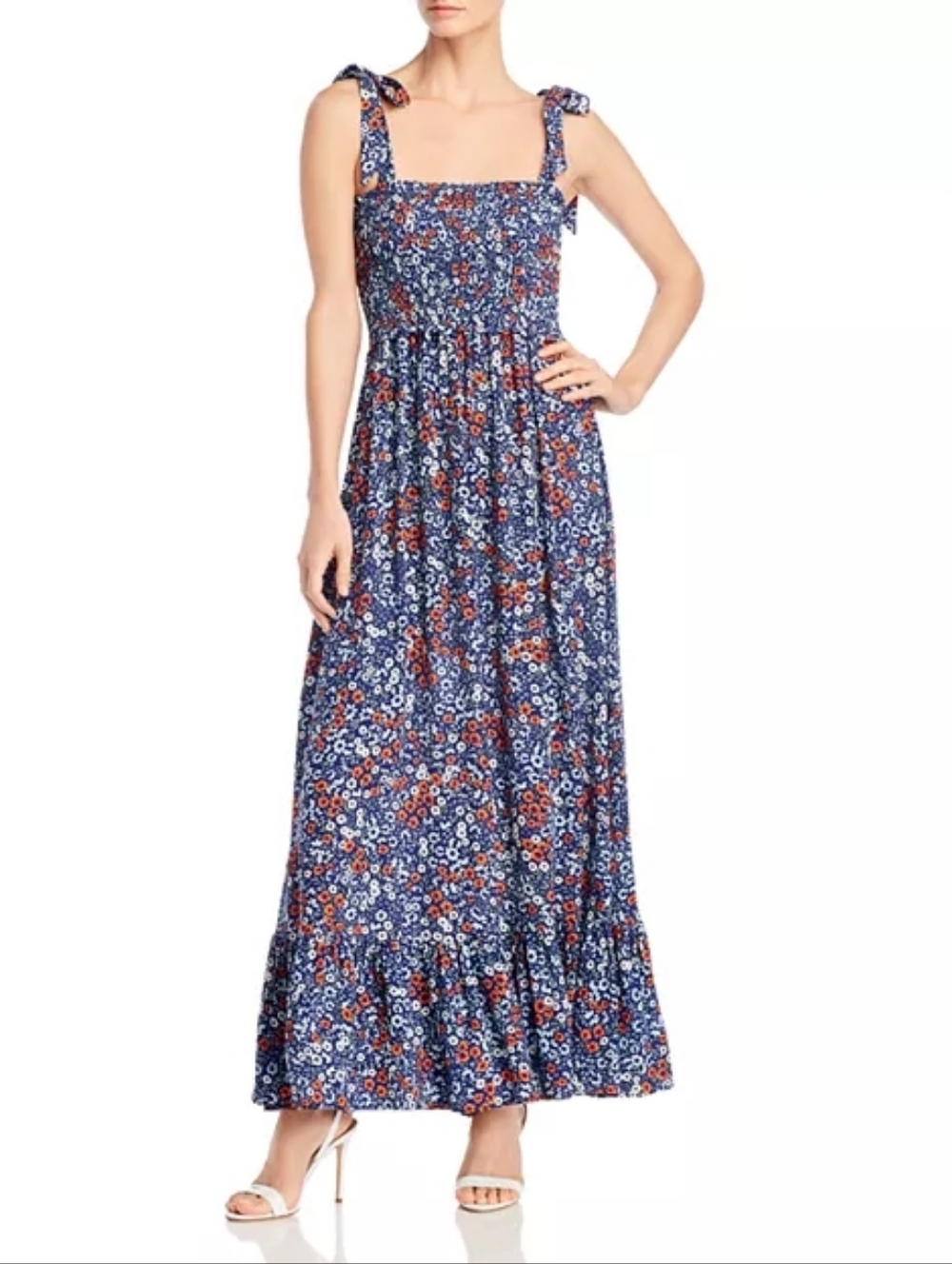Yumi Kim Floral  Maxi Dress with Tie Straps - Blue Floral In Size Small